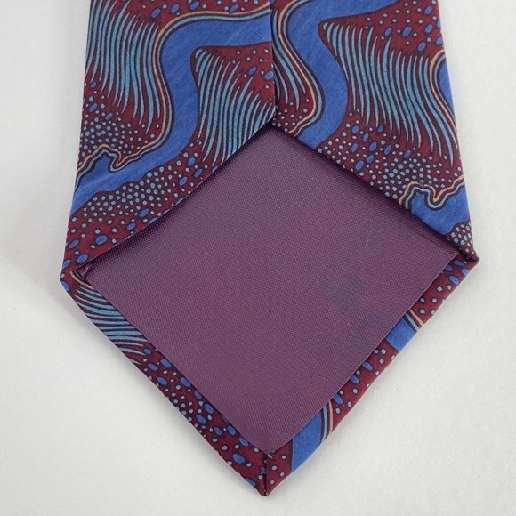 Vintage Oleg Cassini Burgundy & Blue 100% Polyester Microfiber Made in USA Tie - Picture 4 of 6